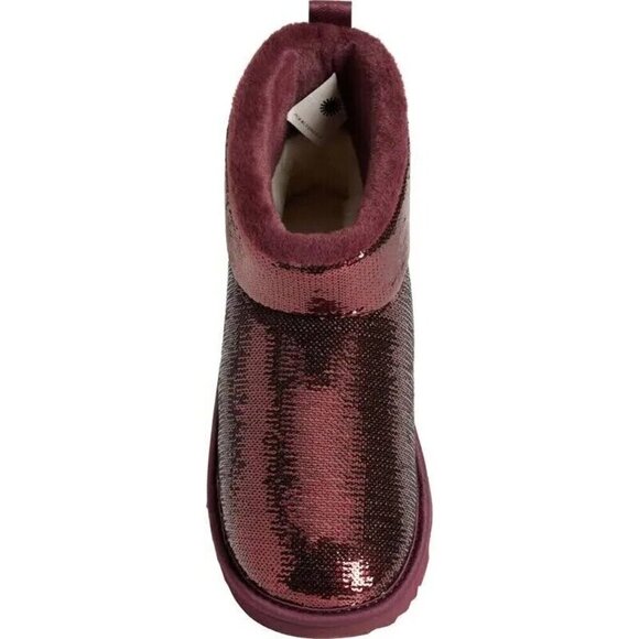 NEW UGG GIRL'S CLASSIC MINI MIRROR BALL BOOTS SZ 4 WILD GRAPE - Picture 2 of 8